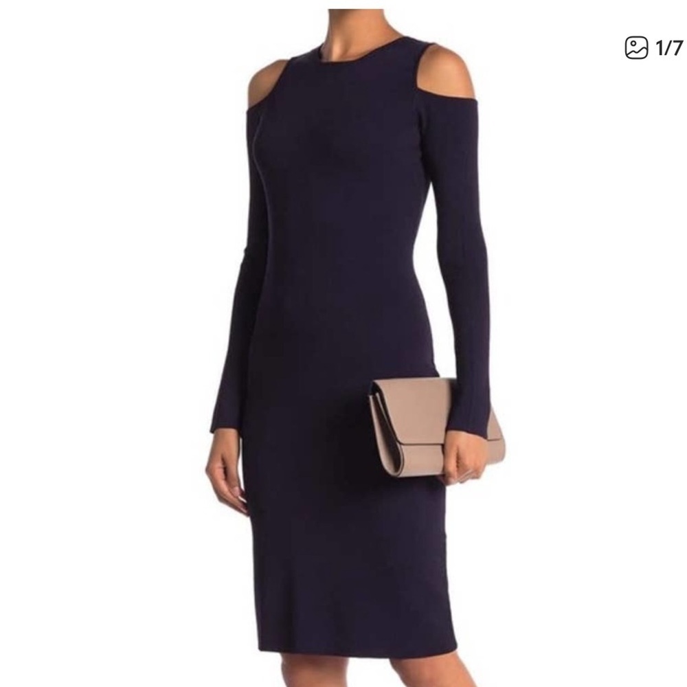 Eliza J Black Cold Shoulder Knit Dress